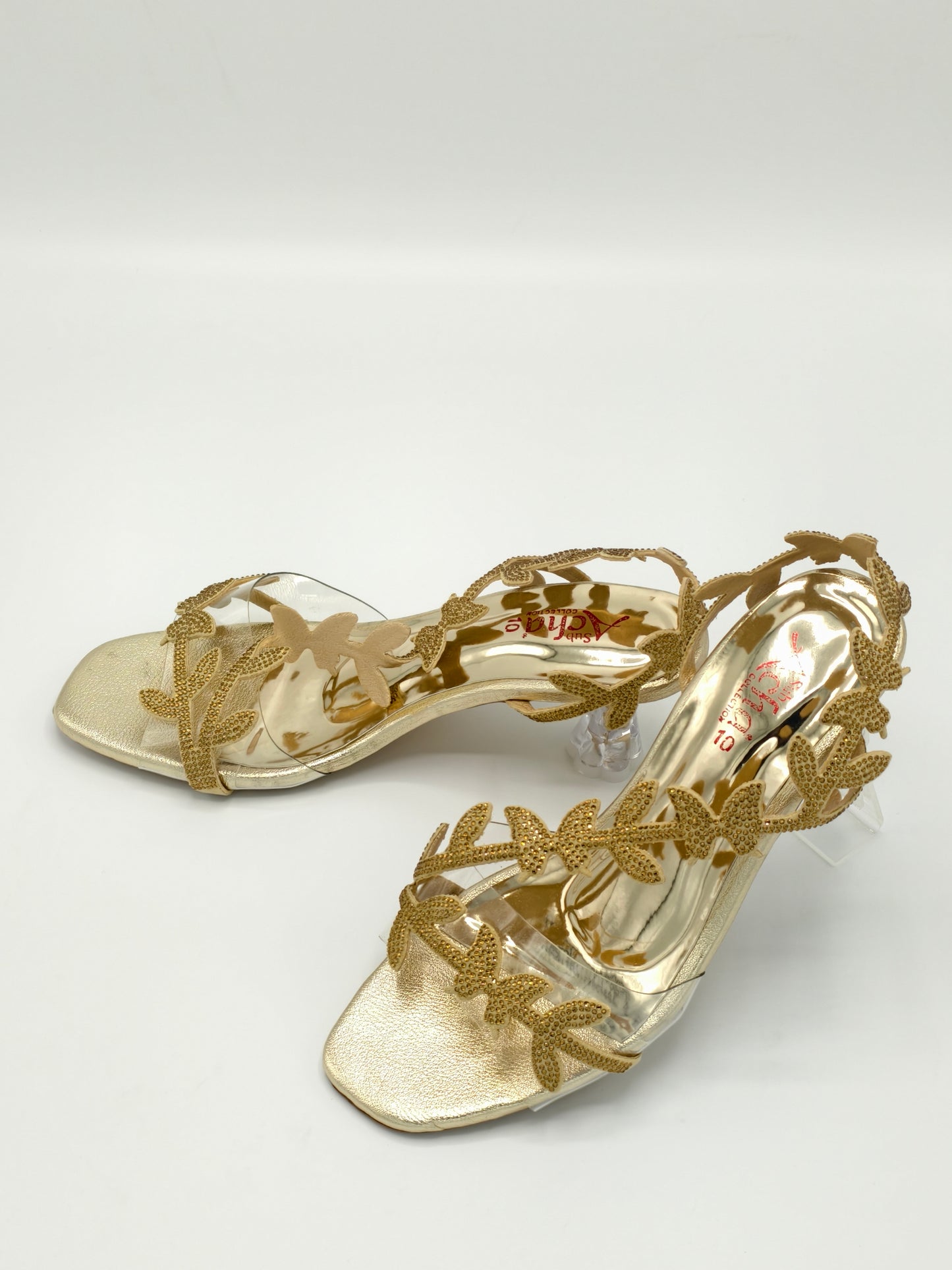 gold flower heel sandle-001