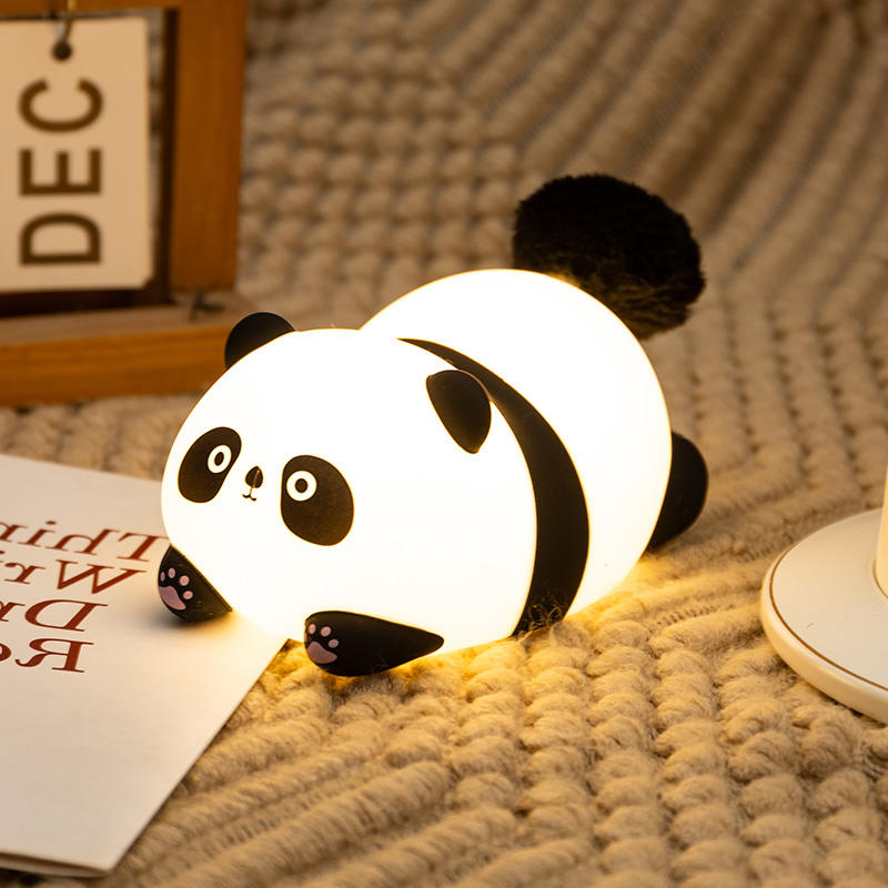 Soft Glow Cute Bunny Silicone  7 Color Panda Night Light with Touch Control  LED Plug-in-USB Rechargeable  For babies And Kids