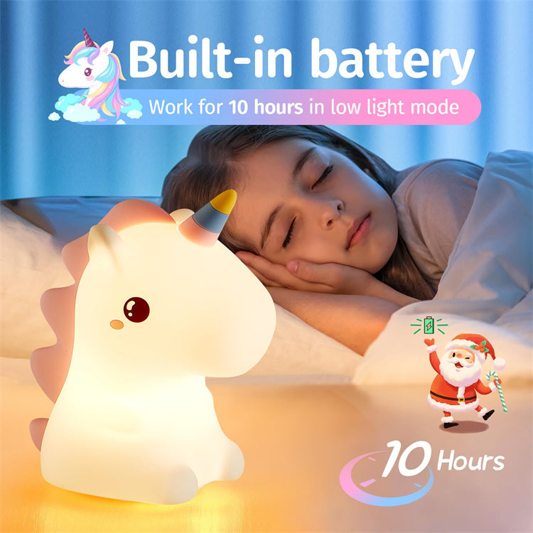 Soft Glow Cute Bunny Silicone  7 Color Horse Night Light with Touch Control  LED Plug-in-USB Rechargeable  For babies And Kids