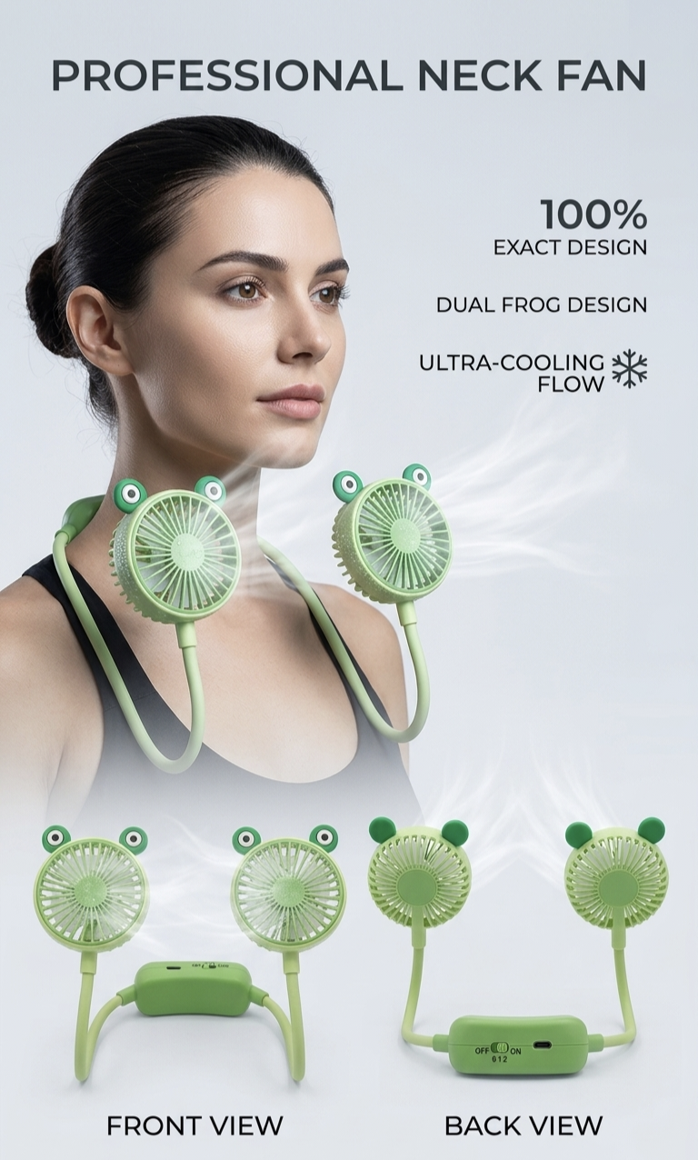 women portable folding neck fan USB charging electric battery power rechargeable