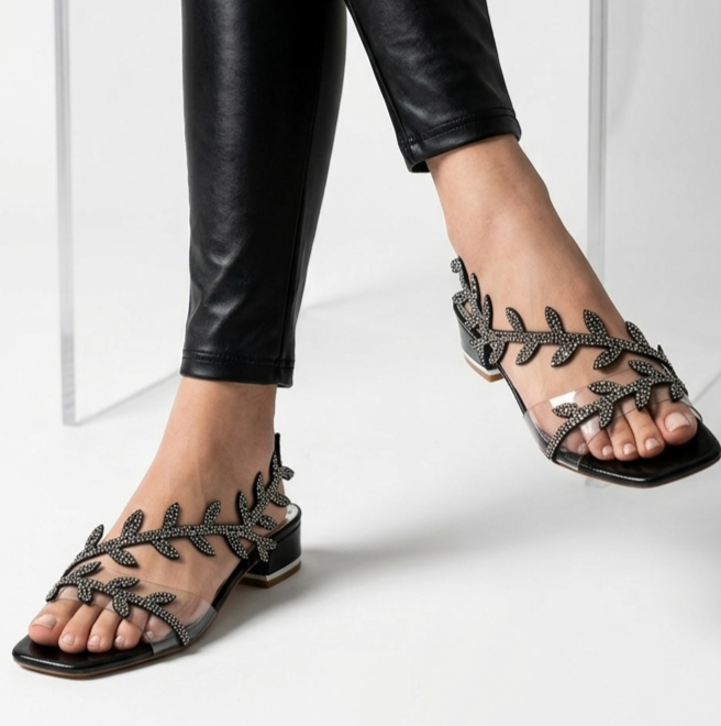 line flower diamond shoe