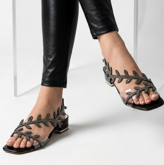line flower diamond shoe
