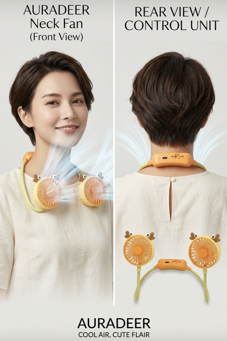 women portable folding neck fan USB charging electric battery power rechargeable