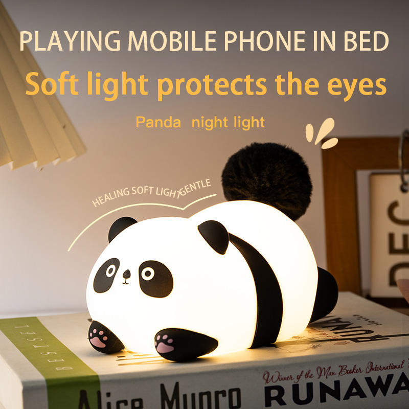 Soft Glow Cute Bunny Silicone  7 Color Panda Night Light with Touch Control  LED Plug-in-USB Rechargeable  For babies And Kids