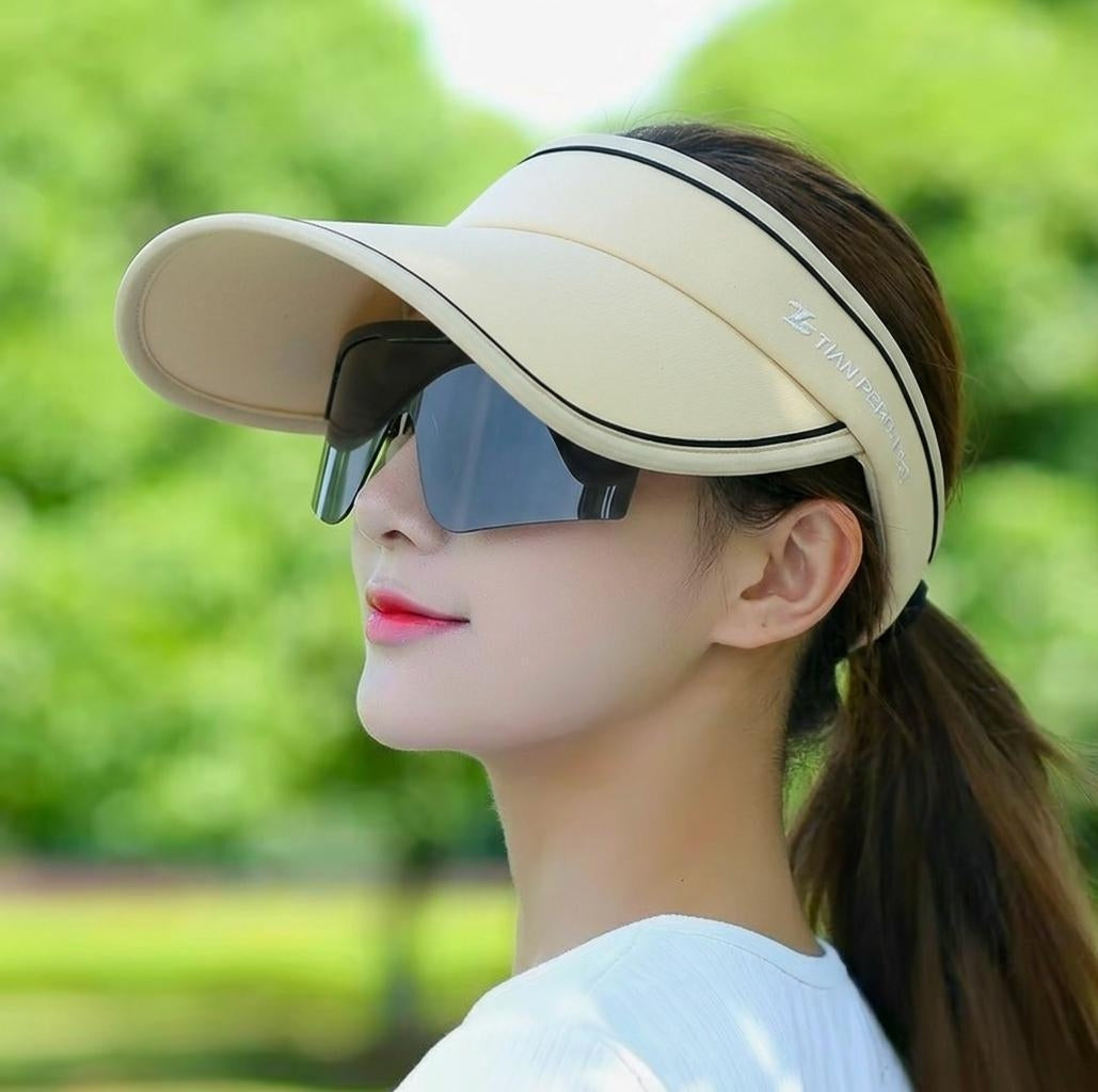 women design travel visor Cap with Glasses summer beach sun visor Hat