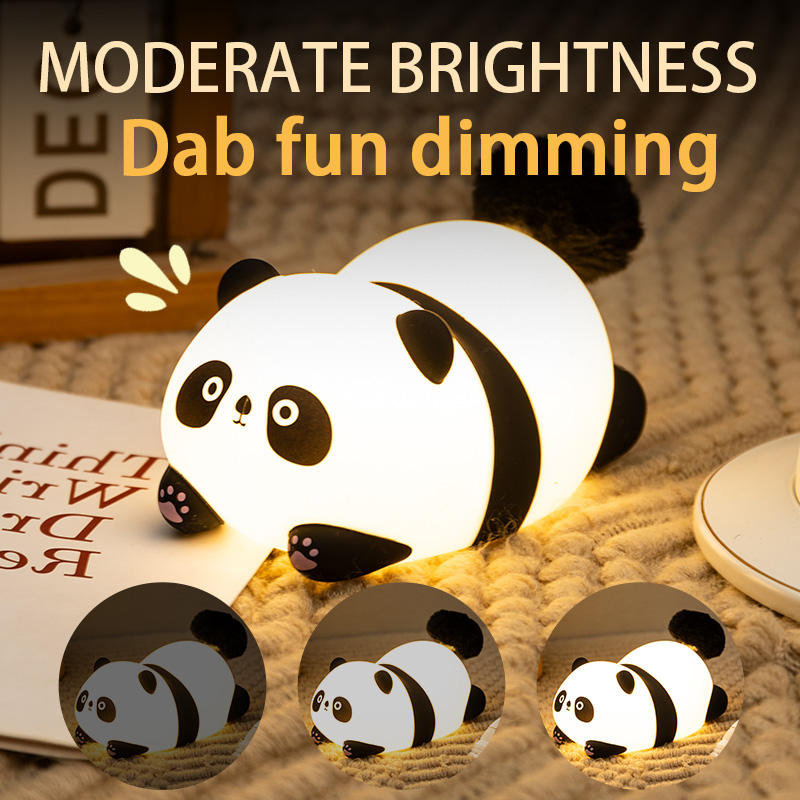 Soft Glow Cute Bunny Silicone  7 Color Panda Night Light with Touch Control  LED Plug-in-USB Rechargeable  For babies And Kids