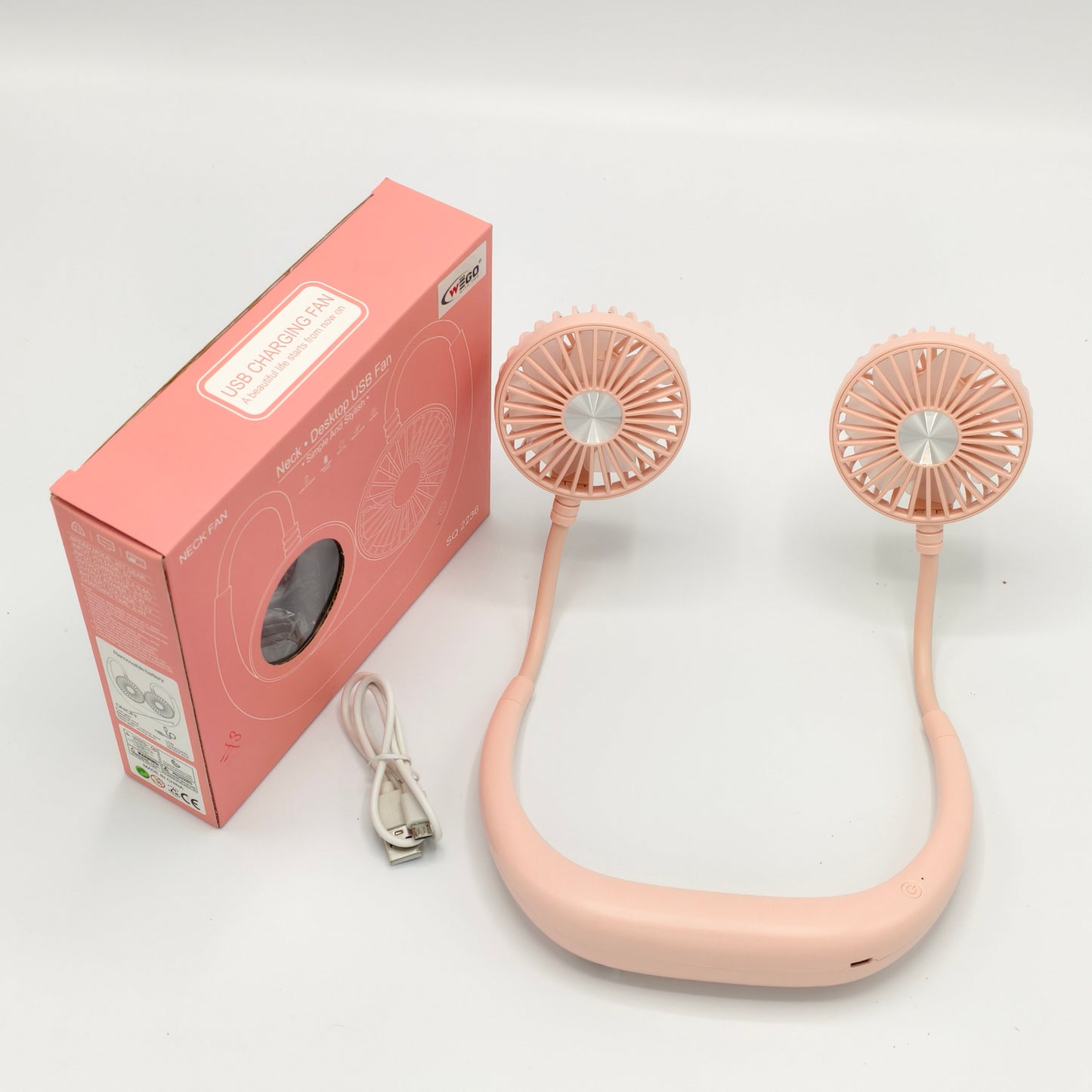 women portable folding neck fan USB charging electric battery power rechargeable
