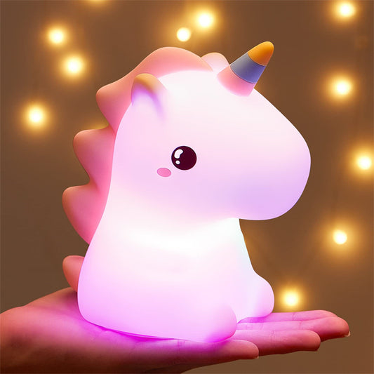 Soft Glow Cute Bunny Silicone  7 Color Horse Night Light with Touch Control  LED Plug-in-USB Rechargeable  For babies And Kids