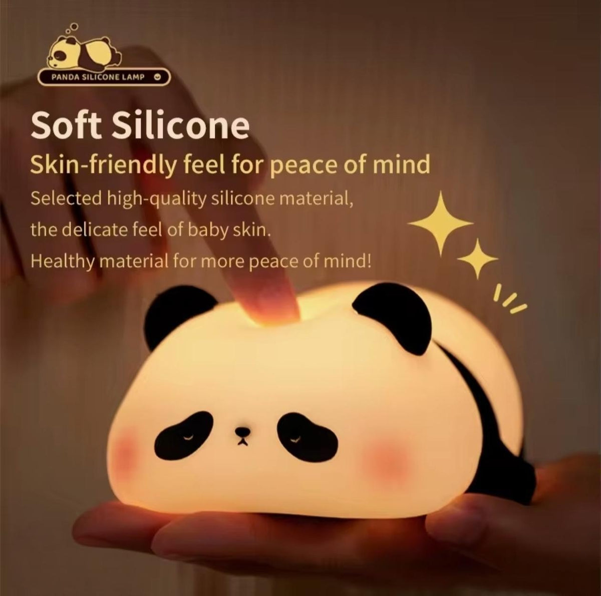 Soft Glow Cute Bunny Silicone  7 Color Panda Night Light with Touch Control  LED Plug-in-USB Rechargeable  For babies And Kids