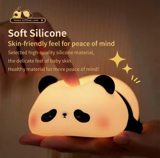 Soft Glow Cute Bunny Silicone  7 Color Panda Night Light with Touch Control  LED Plug-in-USB Rechargeable  For babies And Kids