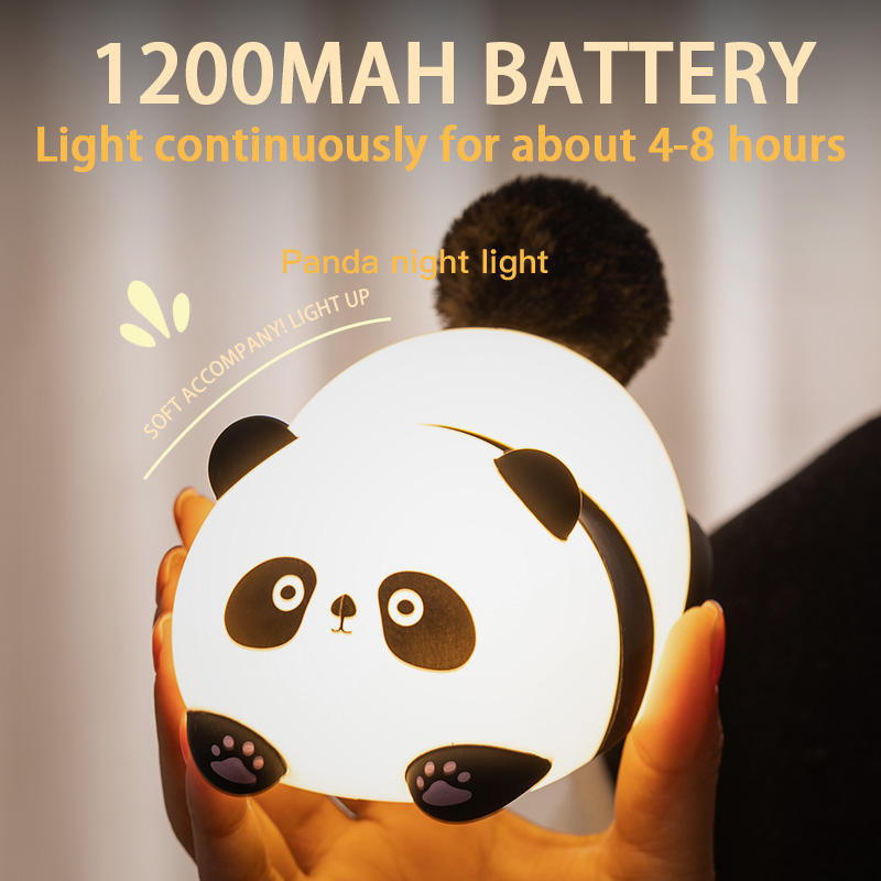 Soft Glow Cute Bunny Silicone  7 Color Panda Night Light with Touch Control  LED Plug-in-USB Rechargeable  For babies And Kids
