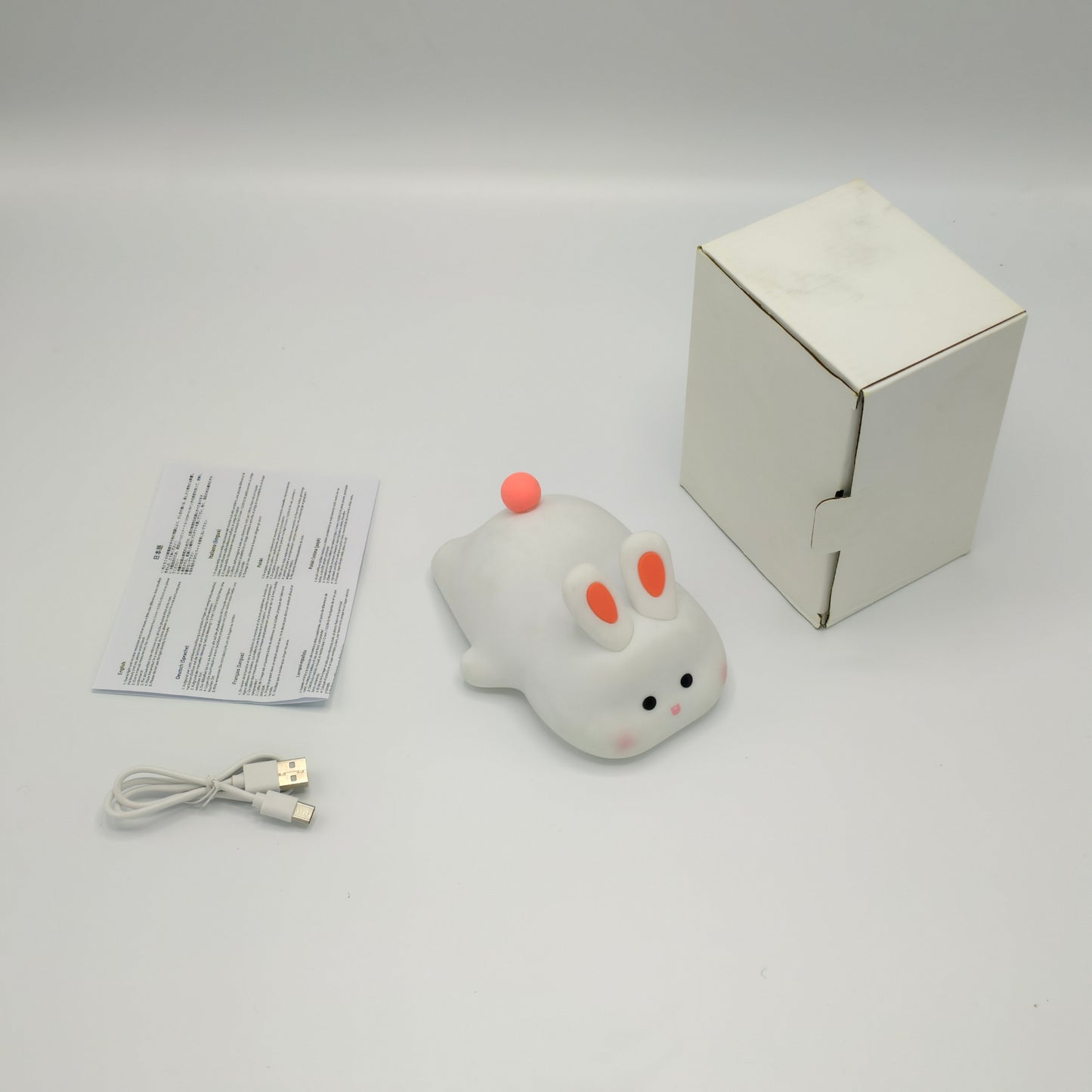 Soft Glow Cute Bunny Silicone  7 Color Rabbit Night Light with Touch Control  LED Plug-in-USB Rechargeable  For babies And Kids